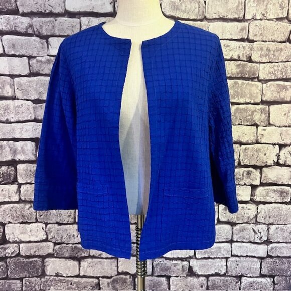 Chico's Jackets & Blazers - Chico's Blue No Close 3/4 Sleeve Fully Lined Jacket Size M
